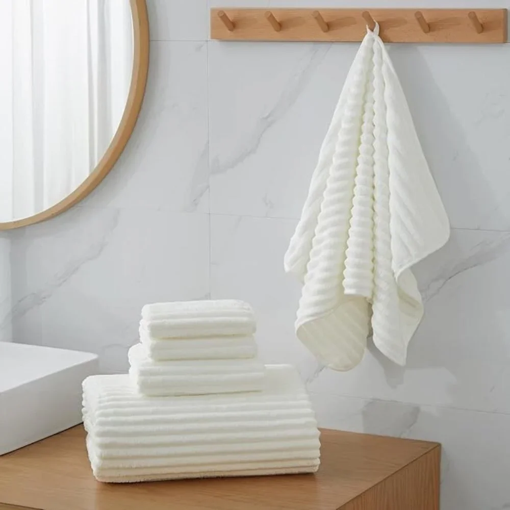 NALIVO 6-Piece Towel Set | NWT | Oversized Bath Sheets | Classic White